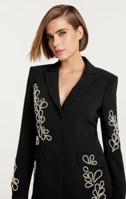 Cinq à Sept Rhinestone Paisley Long Sleeve Joel Dress Black Outlet