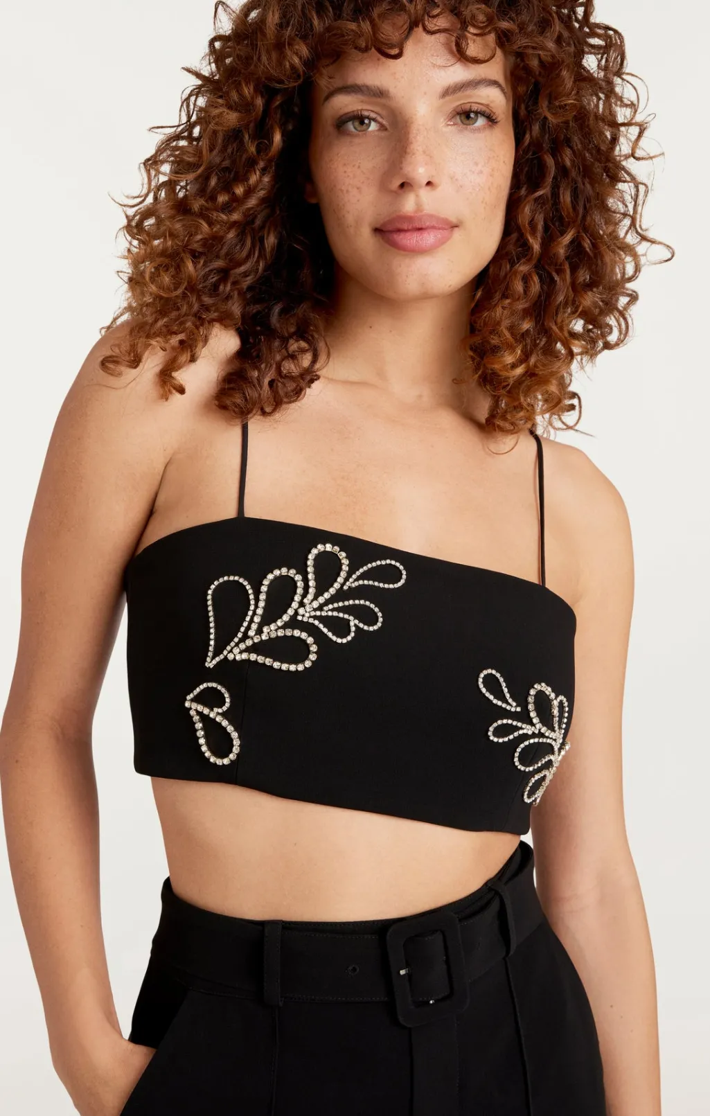 Cinq à Sept Rhinestone Paisley Nikki Top Black Hot