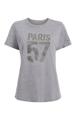 Cinq à Sept Rhinestone Paris 57 Tee HeatherGrey/Silver New