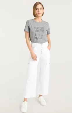 Cinq à Sept Rhinestone Paris 57 Tee HeatherGrey/Silver New