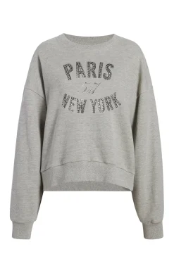 Cinq à Sept Rhinestone Paris New York Brandy Pullover HeatherGrey/black Clearance