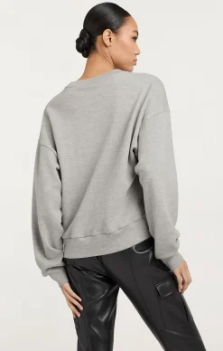 Cinq à Sept Rhinestone Paris New York Brandy Pullover HeatherGrey/black Clearance