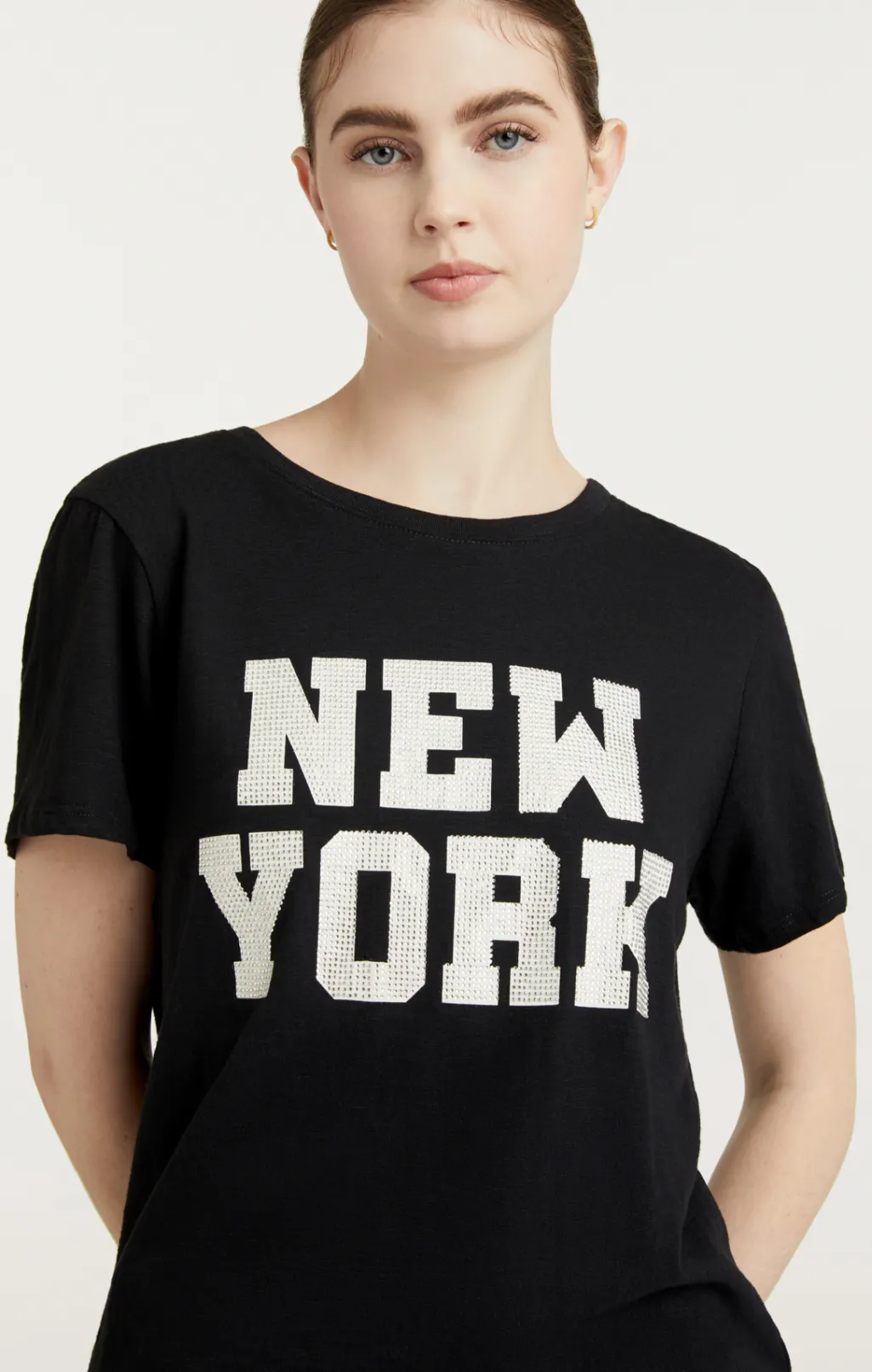 Cinq à Sept Rhinestone Paris New York Tee Black/white Clearance