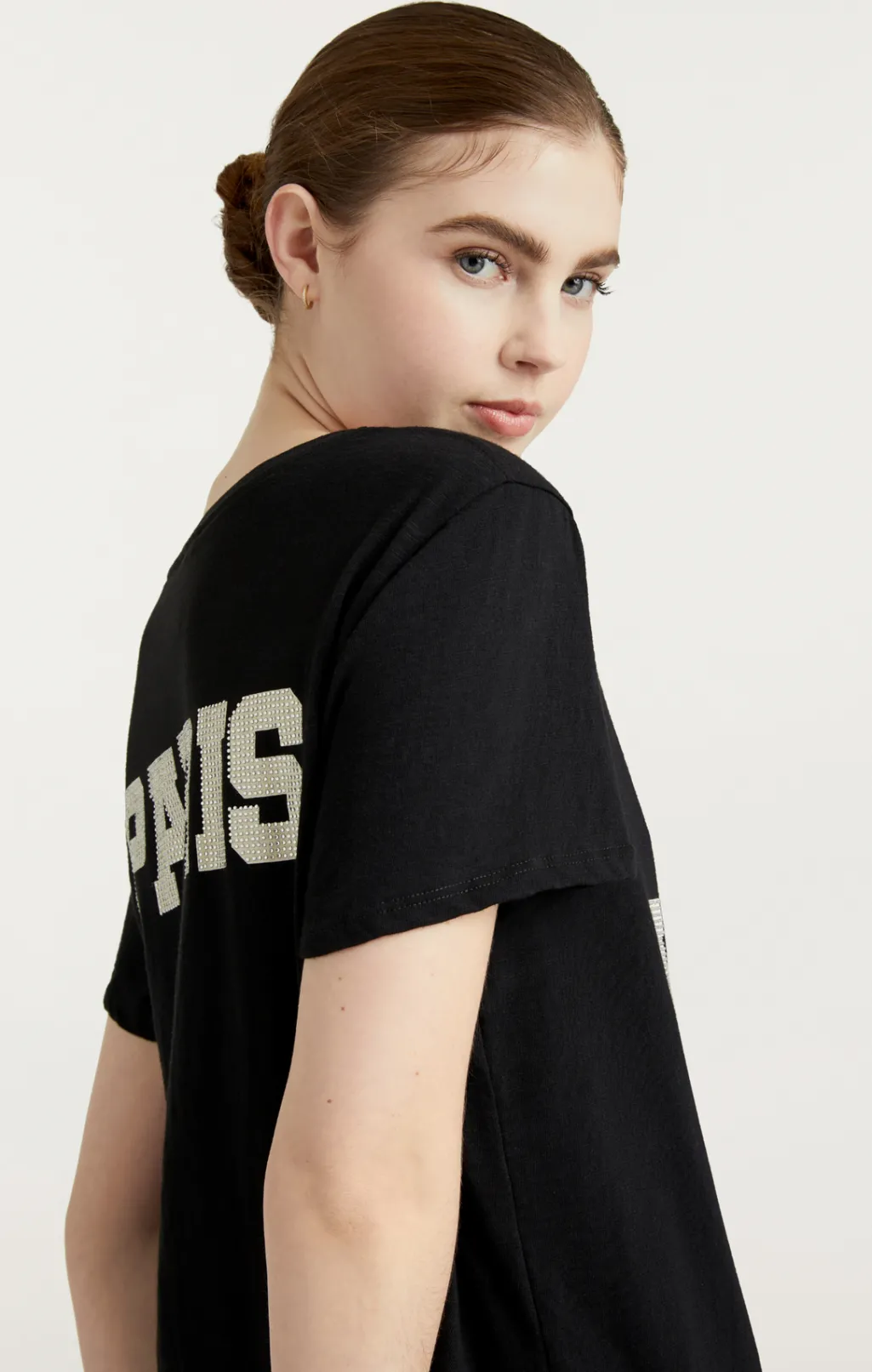 Cinq à Sept Rhinestone Paris New York Tee Black/white Clearance