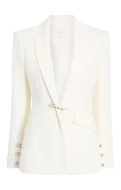 Cinq à Sept Rhinestone Pin Cheyenne Blazer Ivory