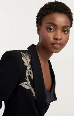 Cinq à Sept Rose Embellished Eva Blazer Black Clearance