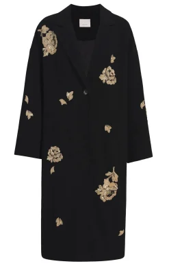 Cinq à Sept Rose Embellished Gravis Coat Black Outlet