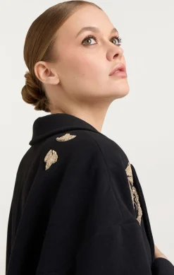 Cinq à Sept Rose Embellished Gravis Coat Black Outlet