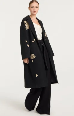 Cinq à Sept Rose Embellished Gravis Coat Black Outlet
