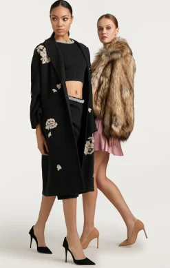 Cinq à Sept Rose Embellished Gravis Coat Black Outlet