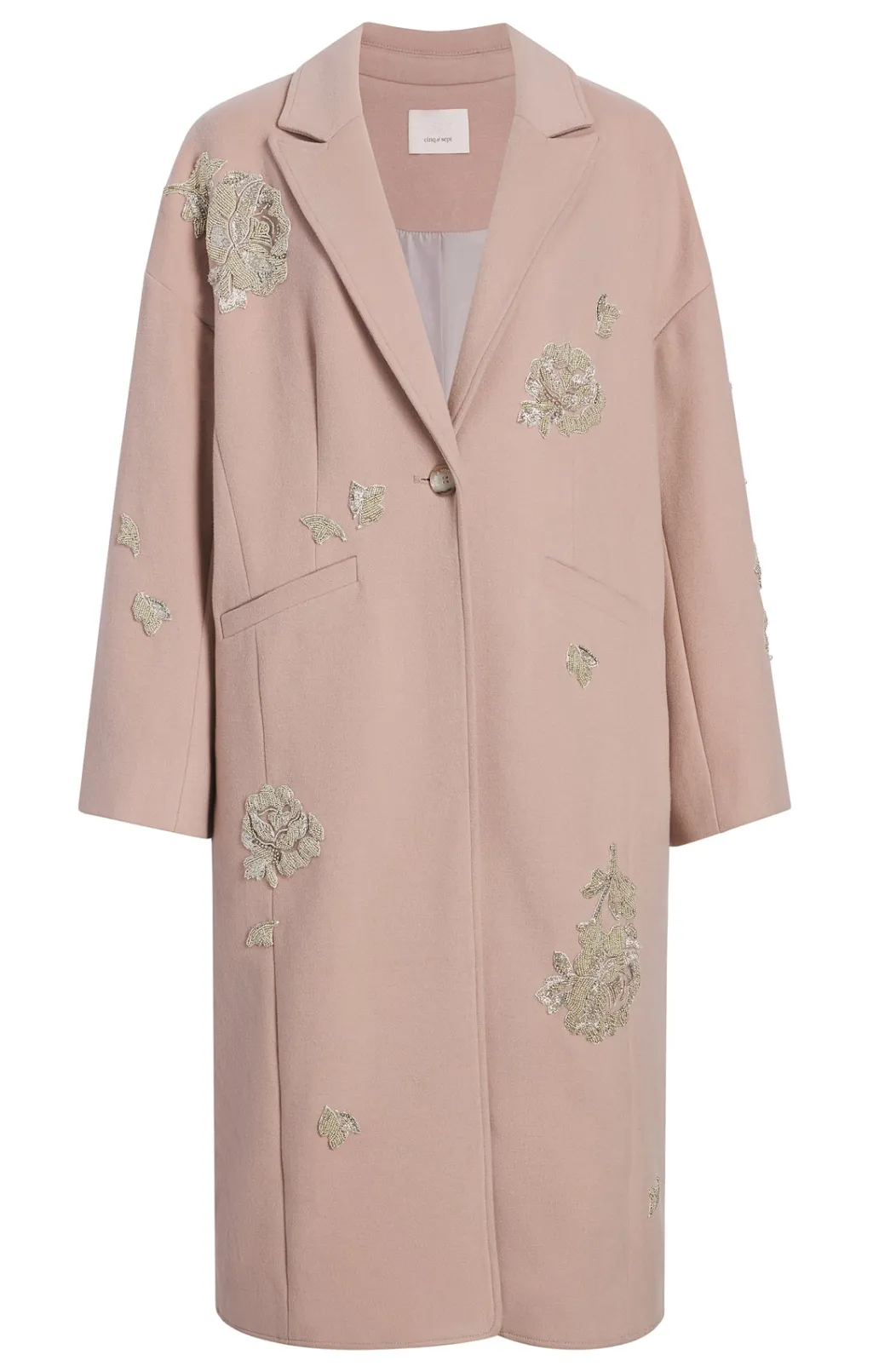 Cinq à Sept Rose Embellished Gravis Coat Oyster Discount