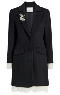 Cinq à Sept Roxie Coat Black/ivory Outlet