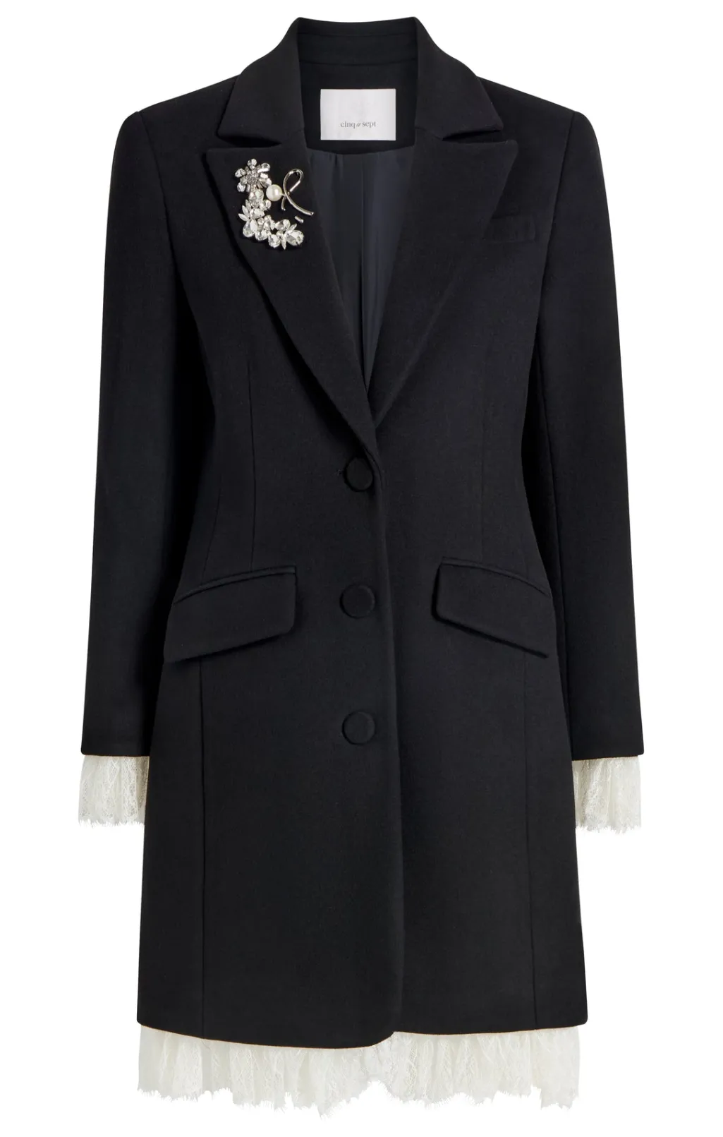 Cinq à Sept Roxie Coat Black/ivory Outlet