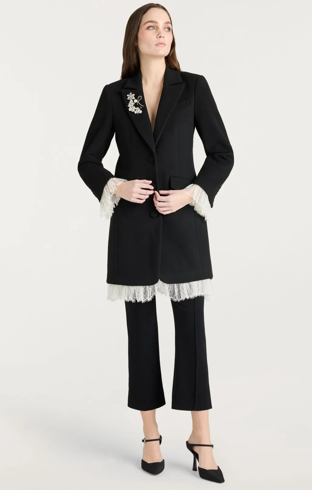 Cinq à Sept Roxie Coat Black/ivory Outlet