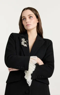Cinq à Sept Roxie Coat Black/ivory Outlet