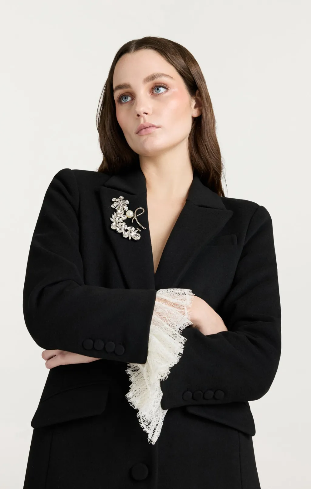 Cinq à Sept Roxie Coat Black/ivory Outlet