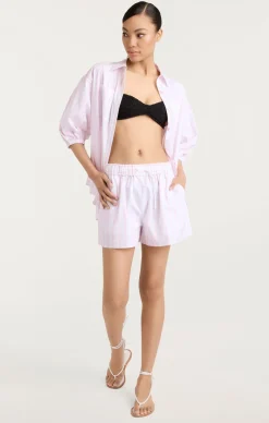Cinq à Sept Sammy Stripe Jacques Short White/Bubblegum Hot