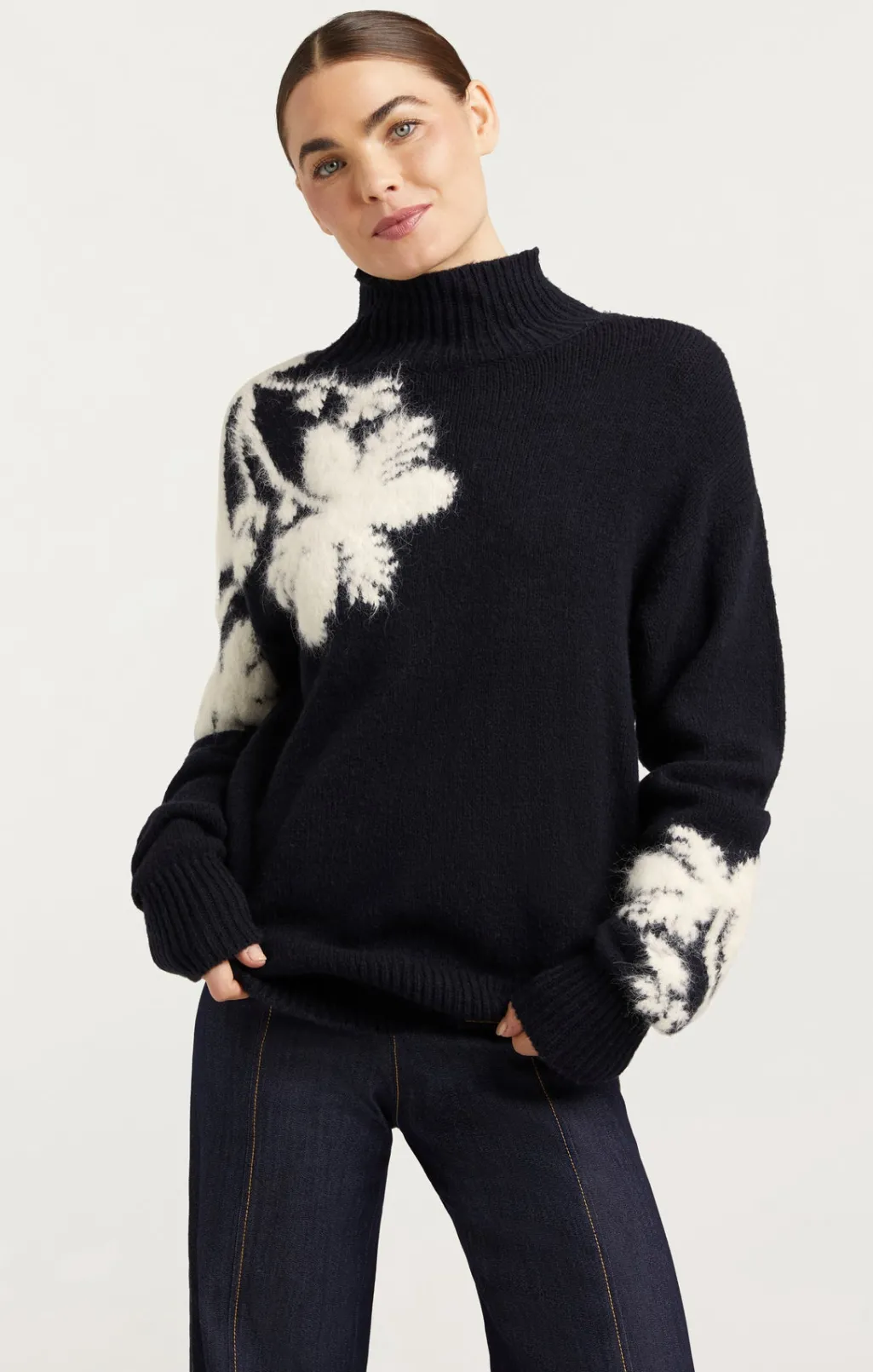 Cinq à Sept Sarah Turtleneck Pullover Black/ivory New