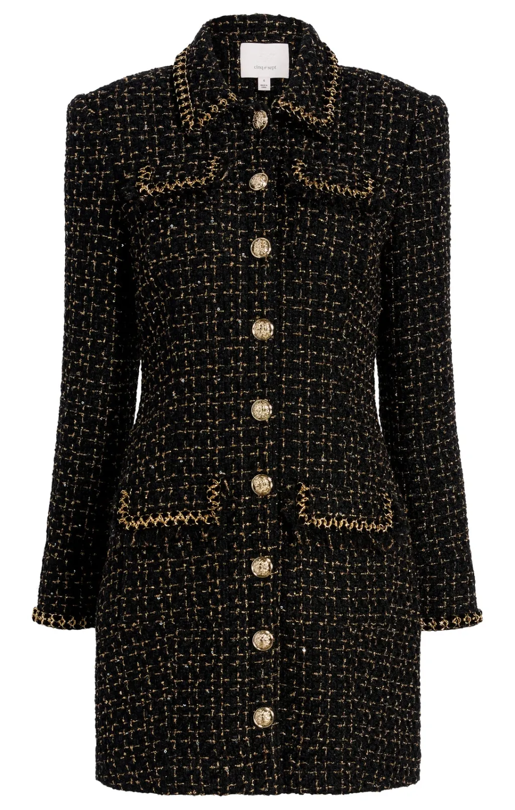 Cinq à Sept Sasha Dress Black/Gold Discount