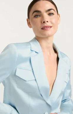 Cinq à Sept Satin Ida Jacket GlacialBlue New