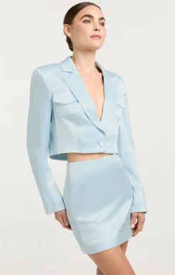 Cinq à Sept Satin Ida Jacket GlacialBlue New
