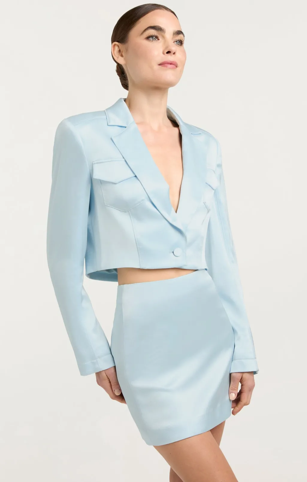 Cinq à Sept Satin Ida Jacket GlacialBlue New