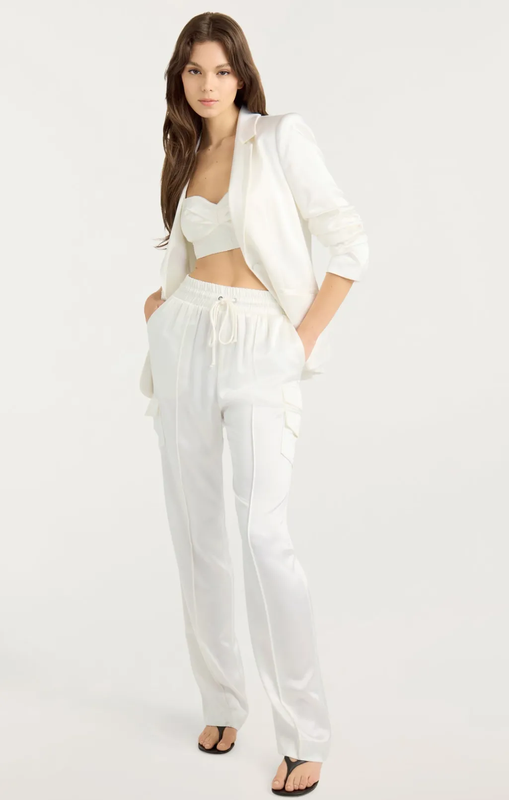 Cinq à Sept Satin Kylie Blazer Ivory Outlet