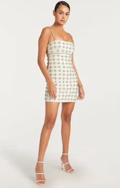 Cinq à Sept Satine Dress Ivory/Silver Online