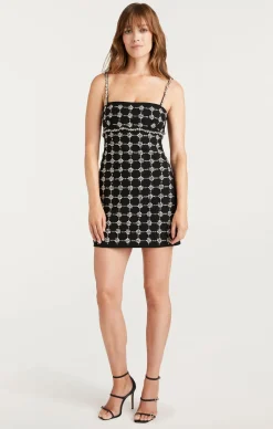 Cinq à Sept Satine Dress Black/Silver Outlet