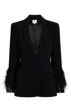 Cinq à Sept Sequin And Feather Cheyenne Blazer Black/black Outlet