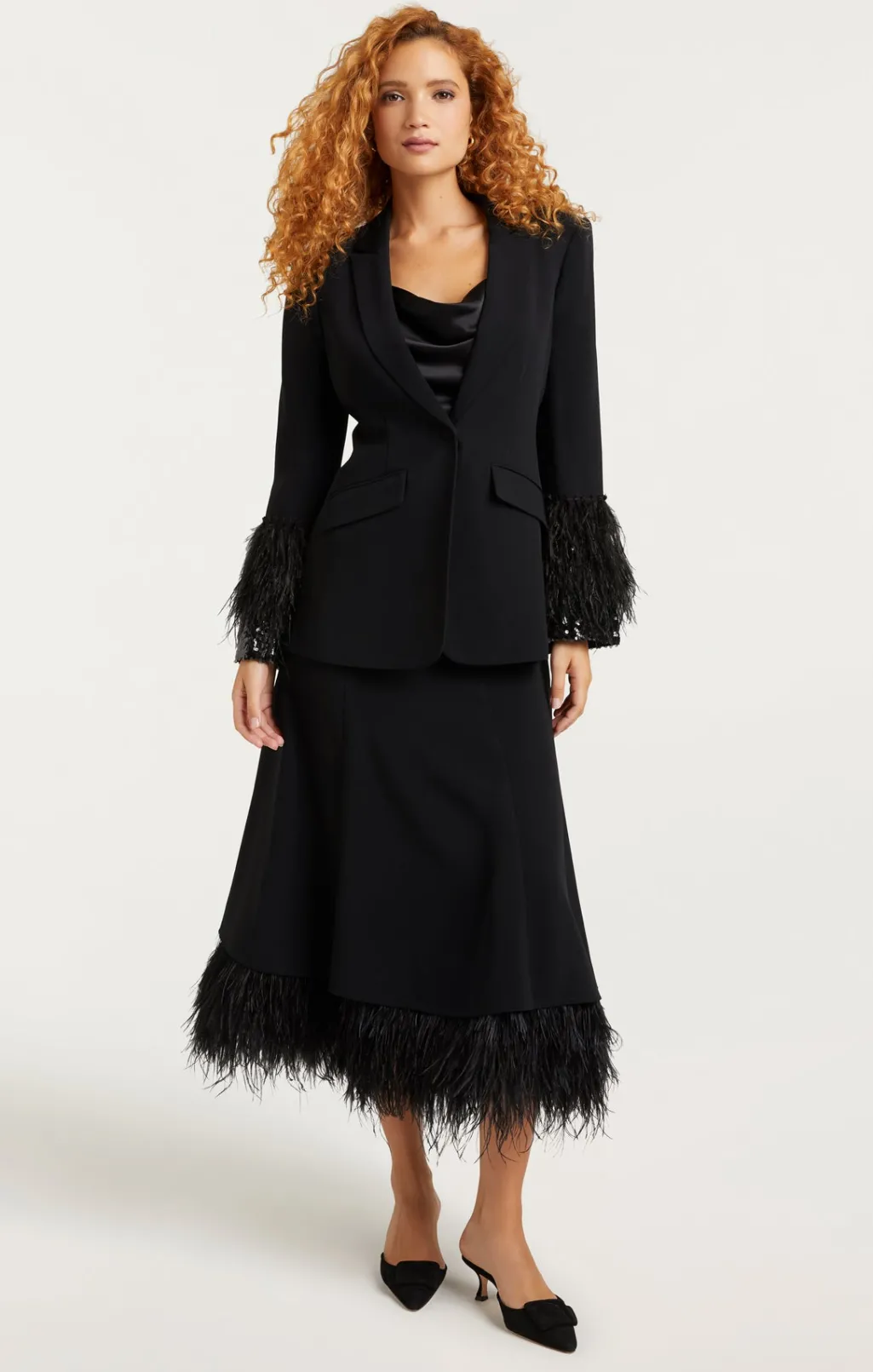 Cinq à Sept Sequin And Feather Cheyenne Blazer Black/black Outlet