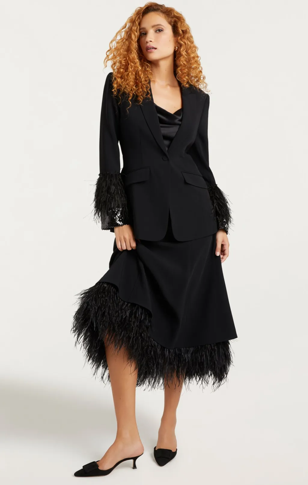 Cinq à Sept Sequin And Feather Cheyenne Blazer Black/black Outlet