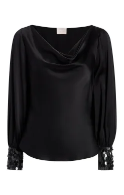 Cinq à Sept Sequin Cuff Taylee Top Black Outlet