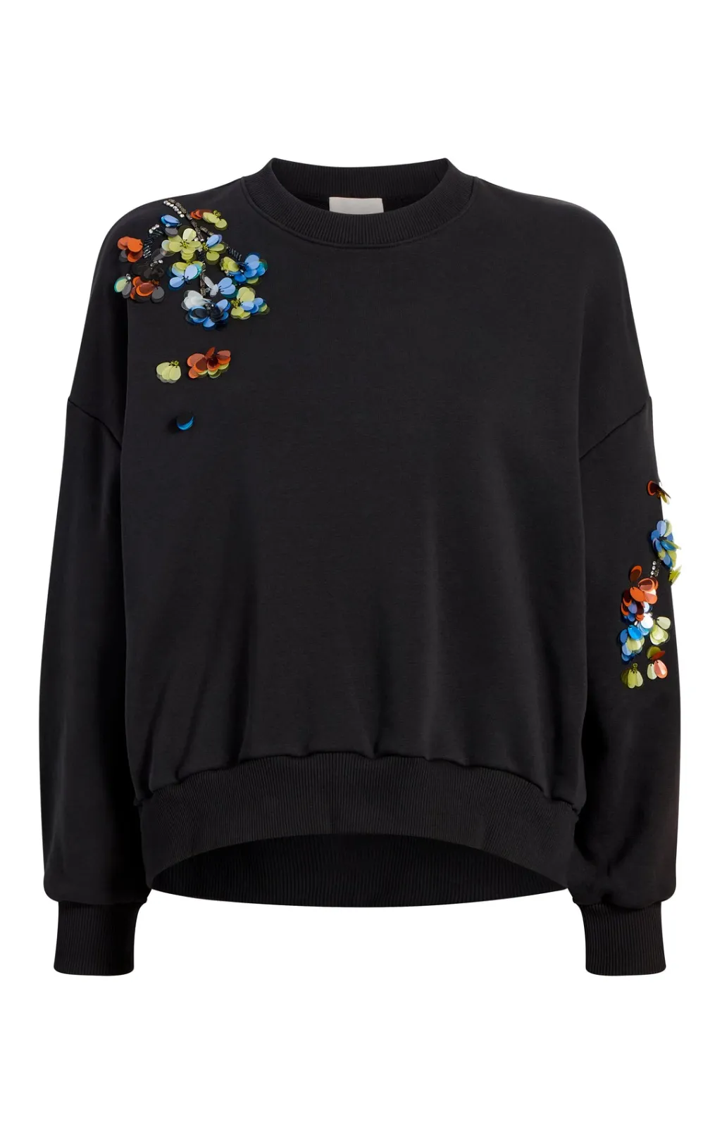 Cinq à Sept Sequin Flower Embellished Brandy Pullover Black/Multi Hot