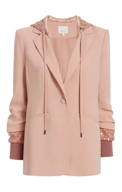 Cinq à Sept Sequin Hooded Khloe Blazer Blusher Discount