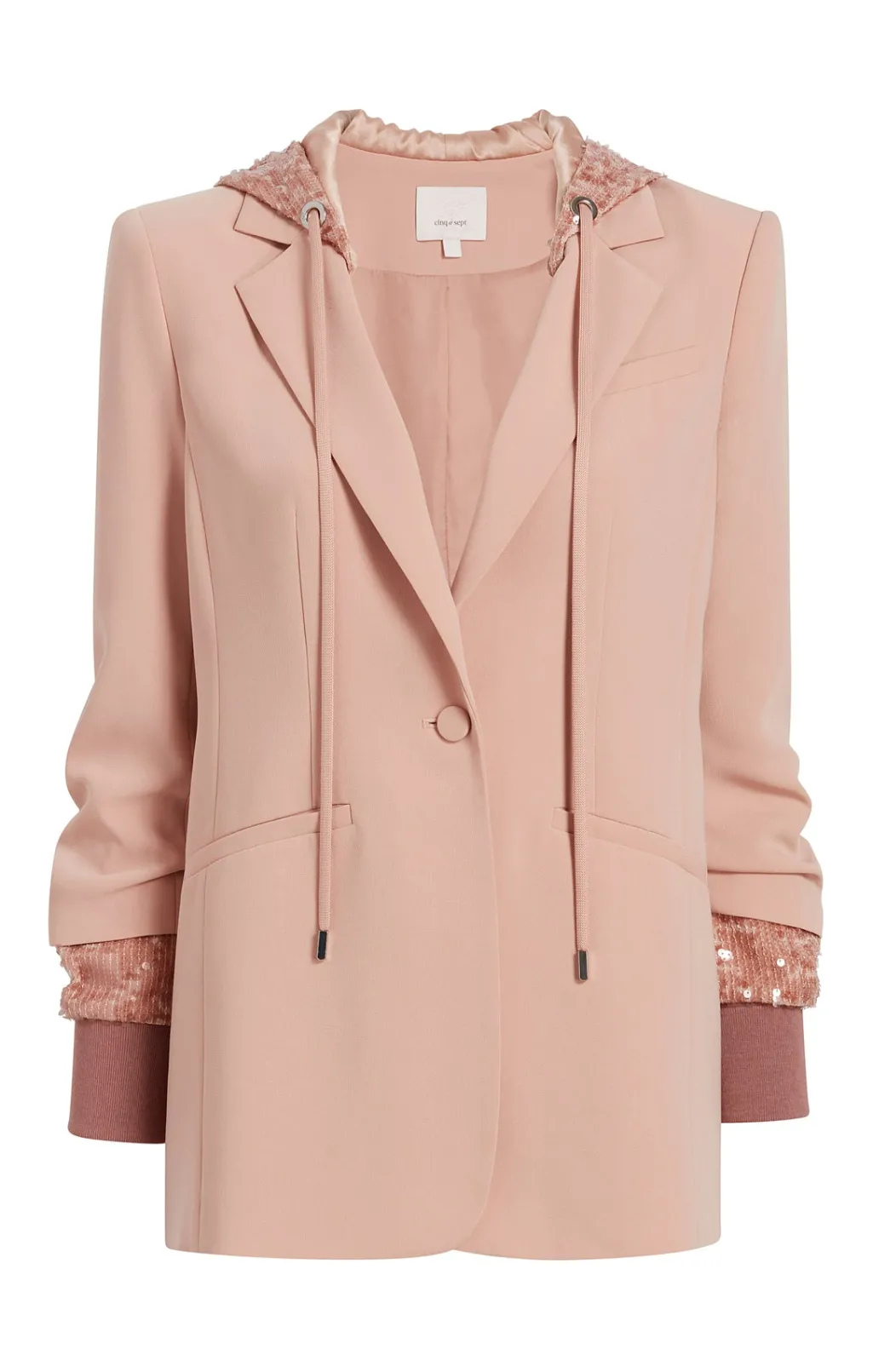 Cinq à Sept Sequin Hooded Khloe Blazer Blusher Discount