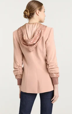 Cinq à Sept Sequin Hooded Khloe Blazer Blusher Discount