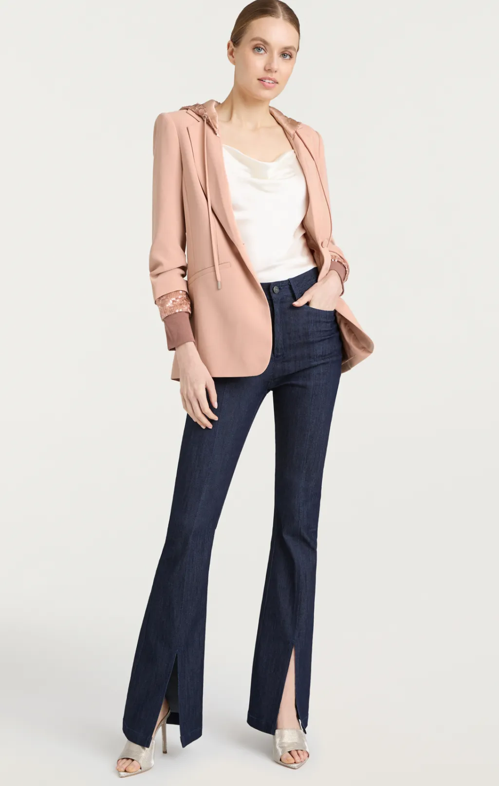Cinq à Sept Sequin Hooded Khloe Blazer Blusher Discount