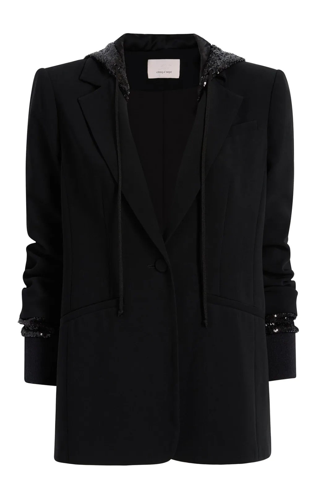 Cinq à Sept Sequin Hooded Khloe Blazer Black