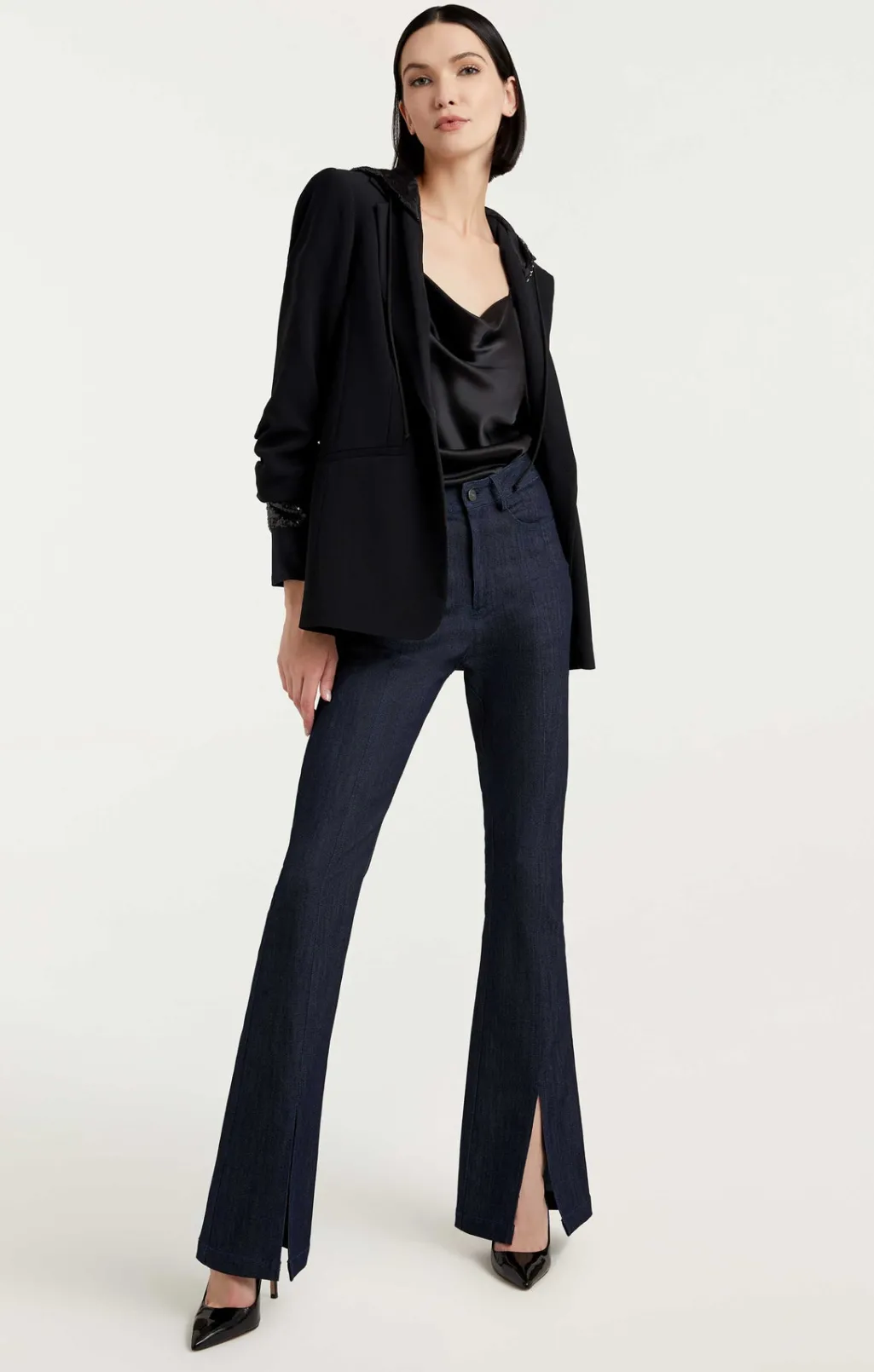 Cinq à Sept Sequin Hooded Khloe Blazer Black