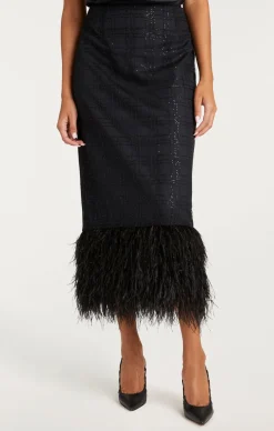 Cinq à Sept Sequin Plaid Charisse Skirt Black Online