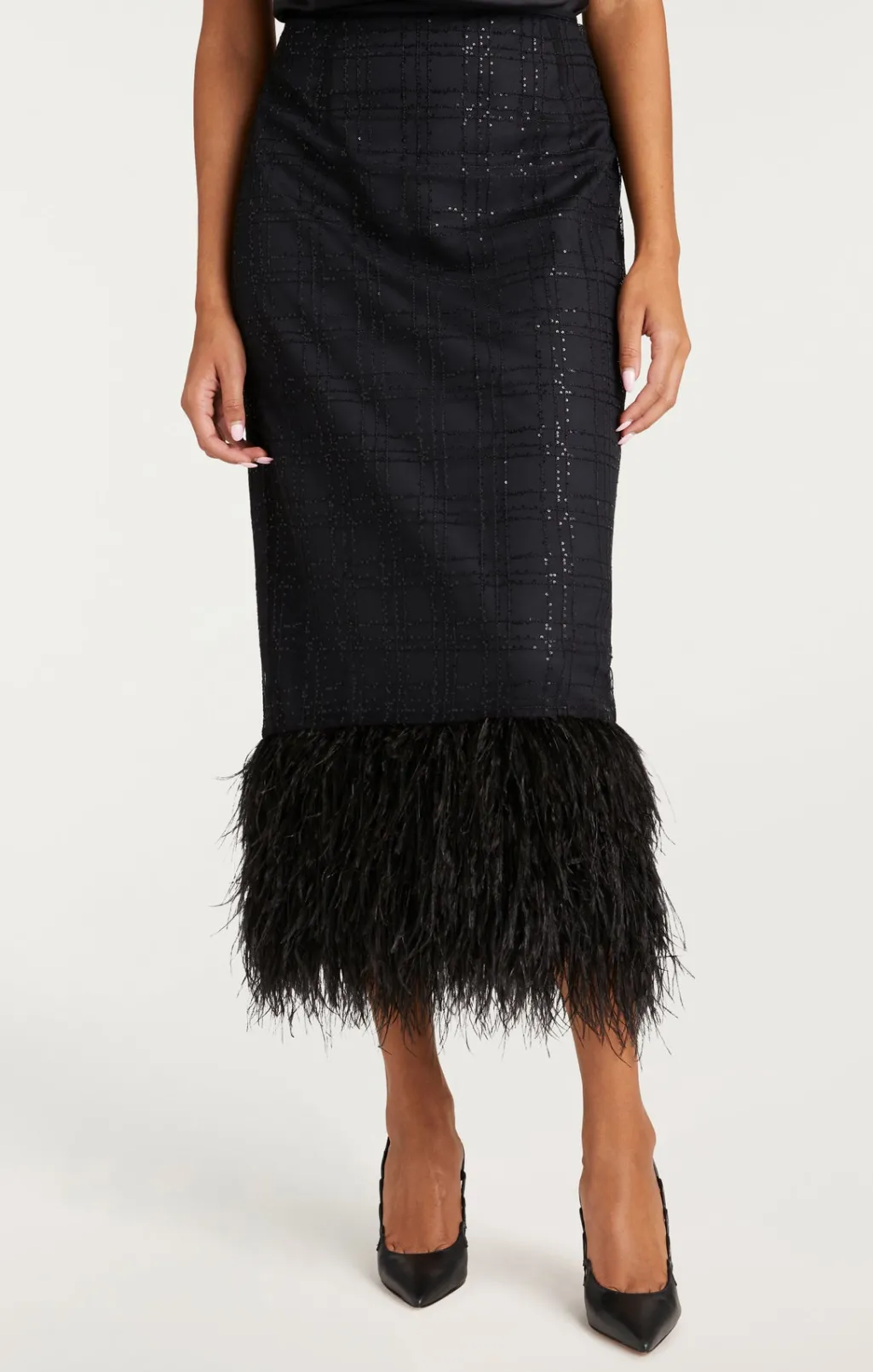 Cinq à Sept Sequin Plaid Charisse Skirt Black Online