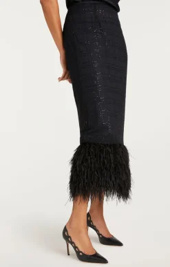 Cinq à Sept Sequin Plaid Charisse Skirt Black Online