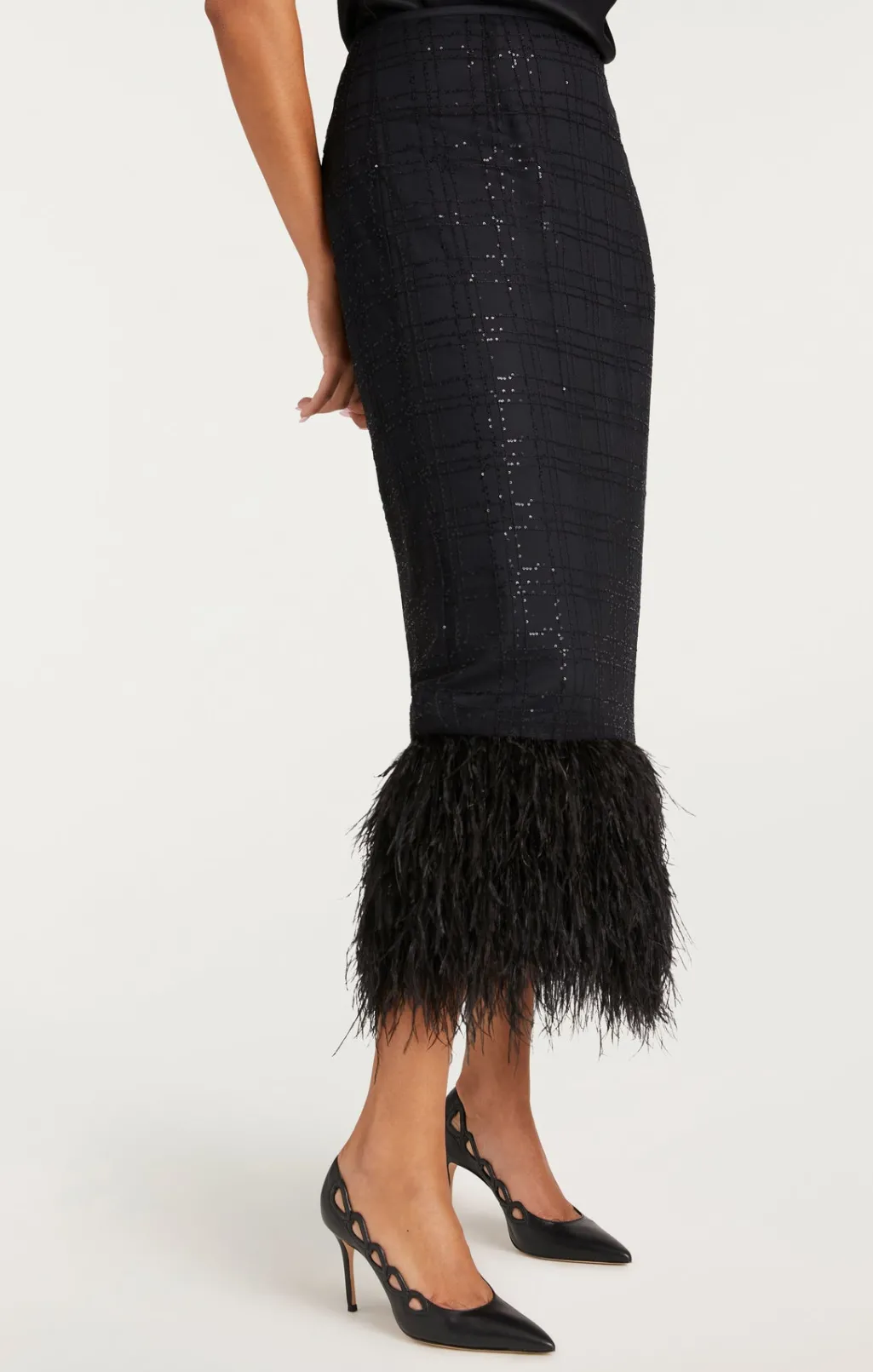 Cinq à Sept Sequin Plaid Charisse Skirt Black Online