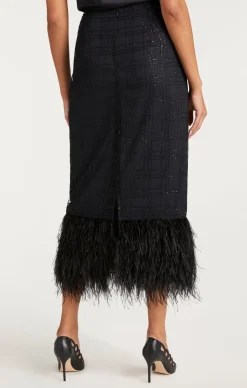 Cinq à Sept Sequin Plaid Charisse Skirt Black Online