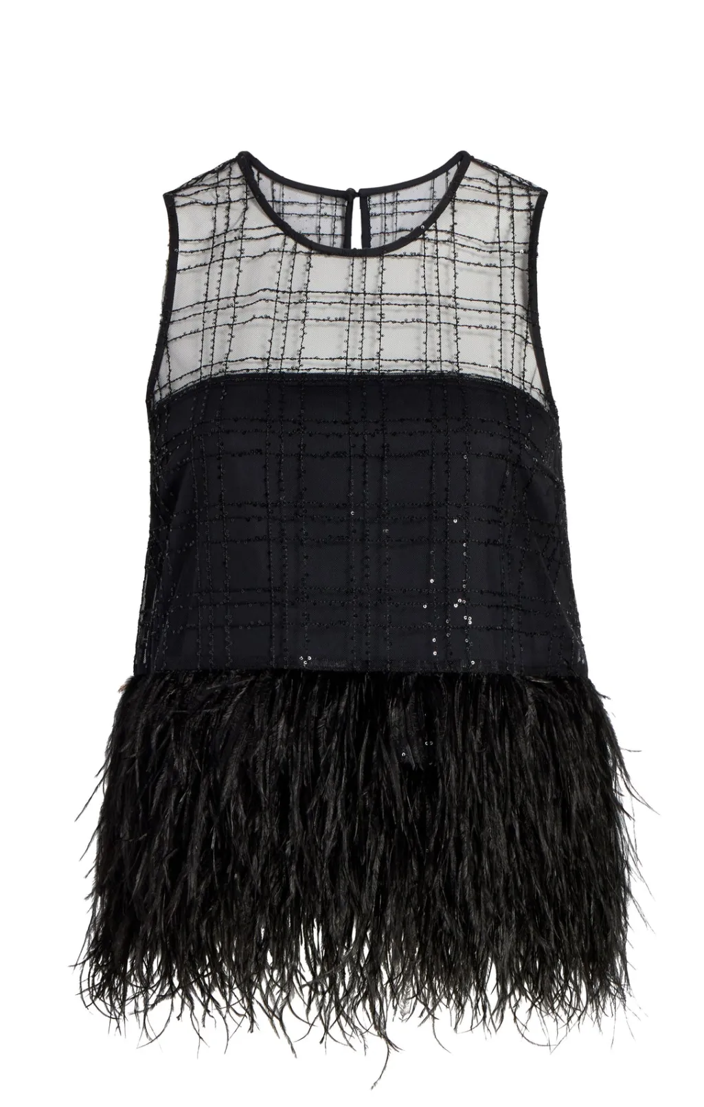 Cinq à Sept Sequin Plaid Charisse Top Black New