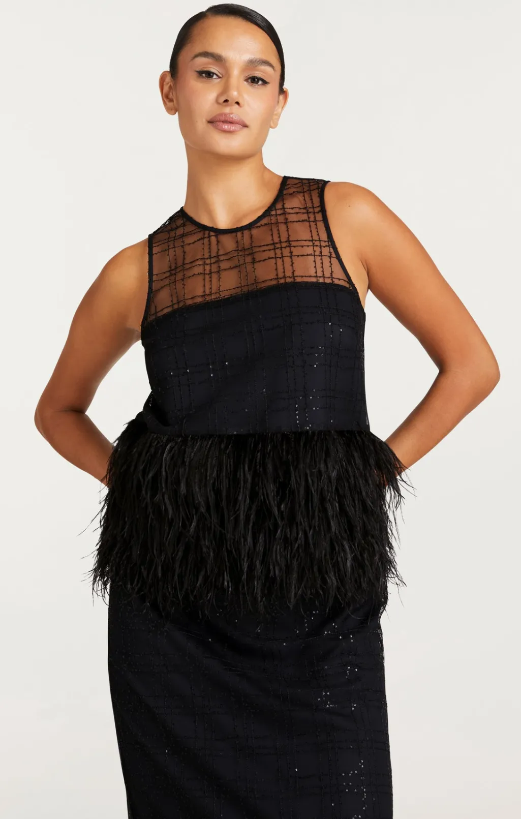 Cinq à Sept Sequin Plaid Charisse Top Black New