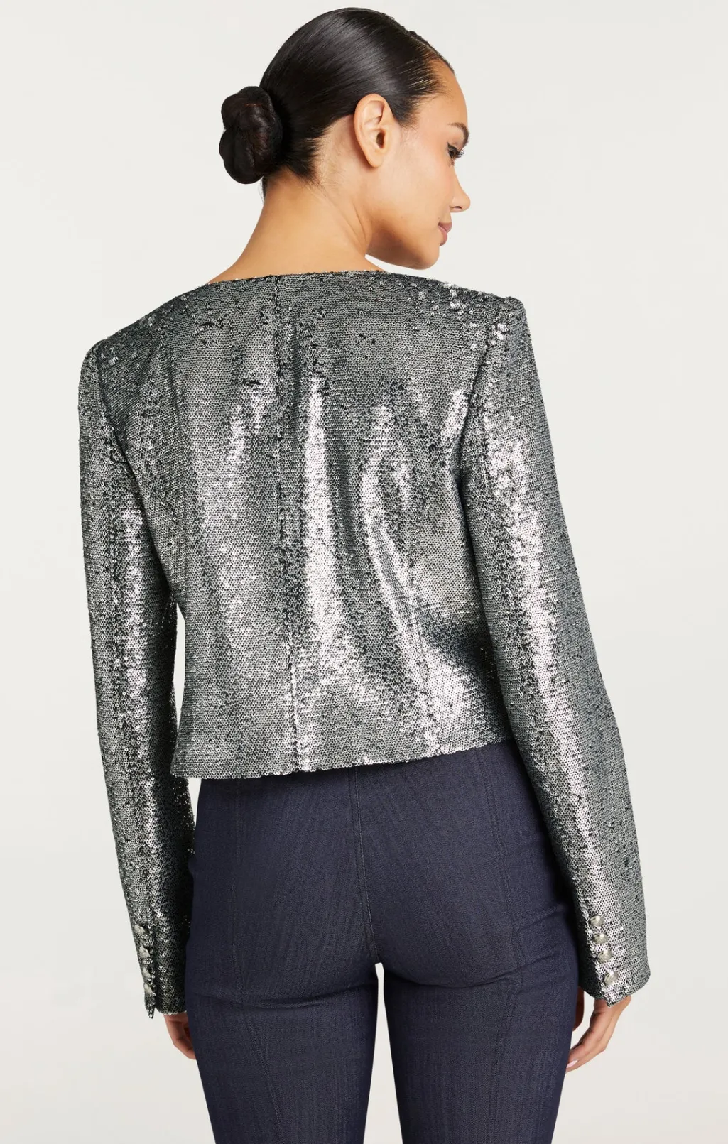 Cinq à Sept Sequin Randi Jacket Silver New