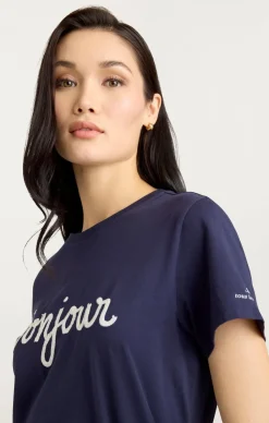 Cinq à Sept Sequined Bonjour Tee Navy/White Best