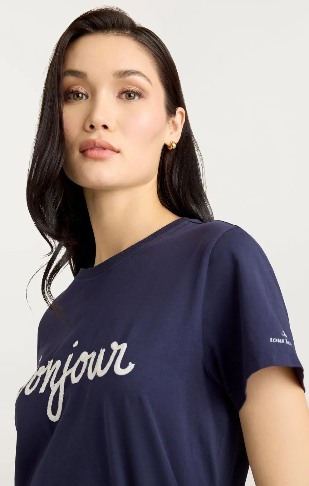 Cinq à Sept Sequined Bonjour Tee Navy/White Best